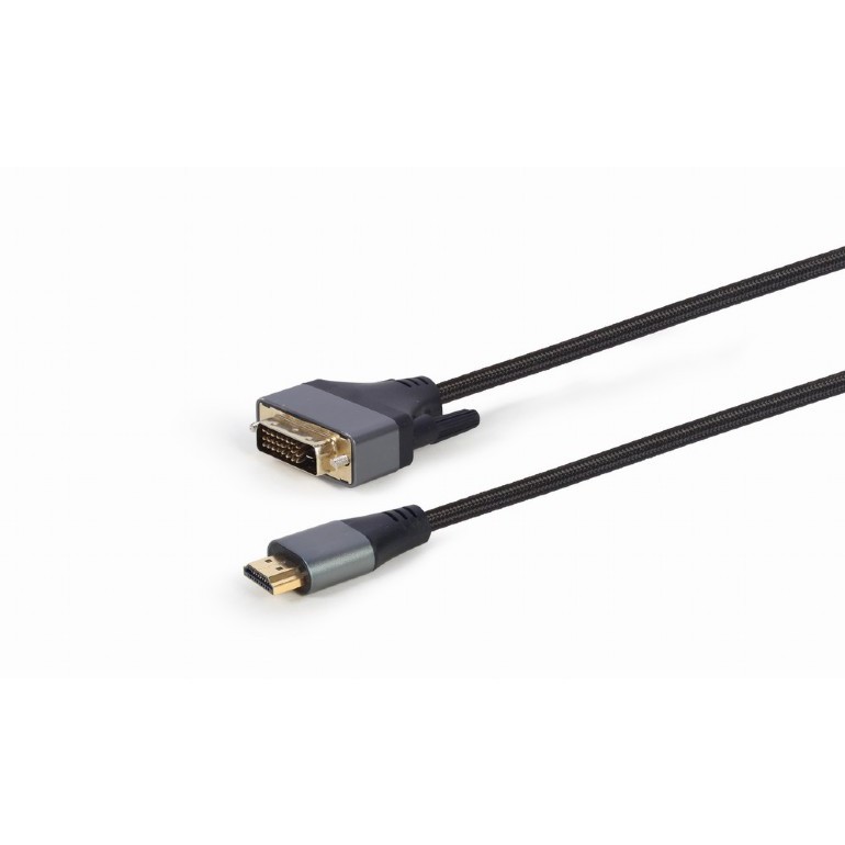 Кабель HDMI-DVI Cablexpert CC-HDMI-DVI-4K-6, 19M/19M, single link, 4K, медь, нейлоновая оплетка, метал.разъемы, 1.8м, черный, коробка