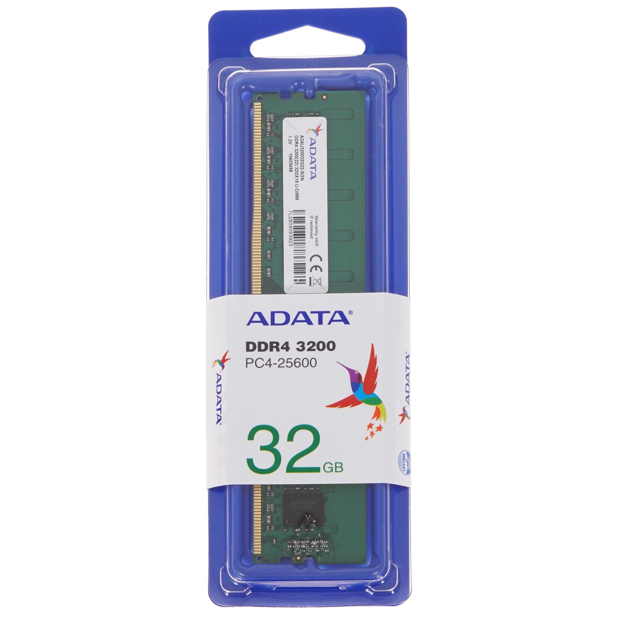 ADATA DDR4 DIMM 32GB 3200MHz 1*32GB 22-22-22 SINGLE TRAY арт. AD4U320032G22-SGN
