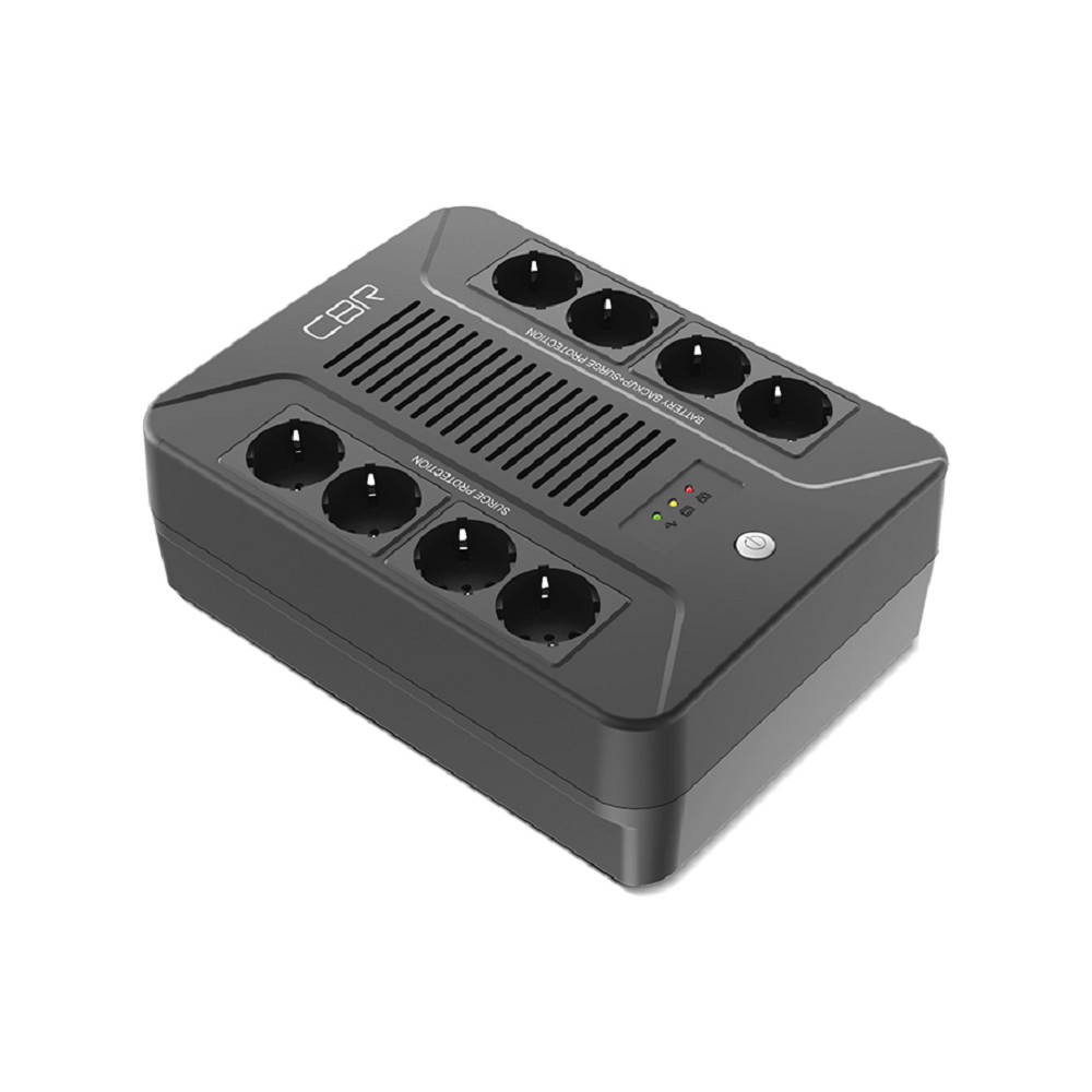 ИБП CBR [UPS-OFB-101E-650] 650VA/390W, Schuko CEE 7 Outlets: (x4 Battery & Surge Protected; x4 Surge Protected), LED, AVR, SEC, 12V/7Ah CBR Tech