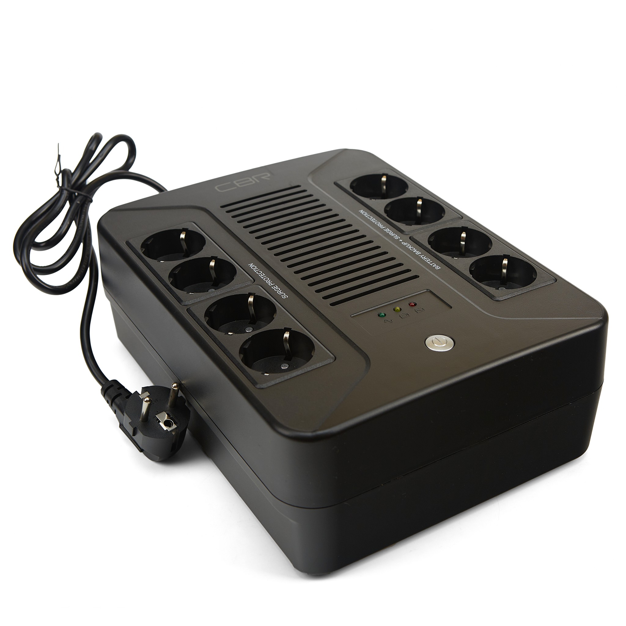 ИБП CBR [UPS-OFB-101E-650] 650VA/390W, Schuko CEE 7 Outlets: (x4 Battery & Surge Protected; x4 Surge Protected), LED, AVR, SEC, 12V/7Ah CBR Tech