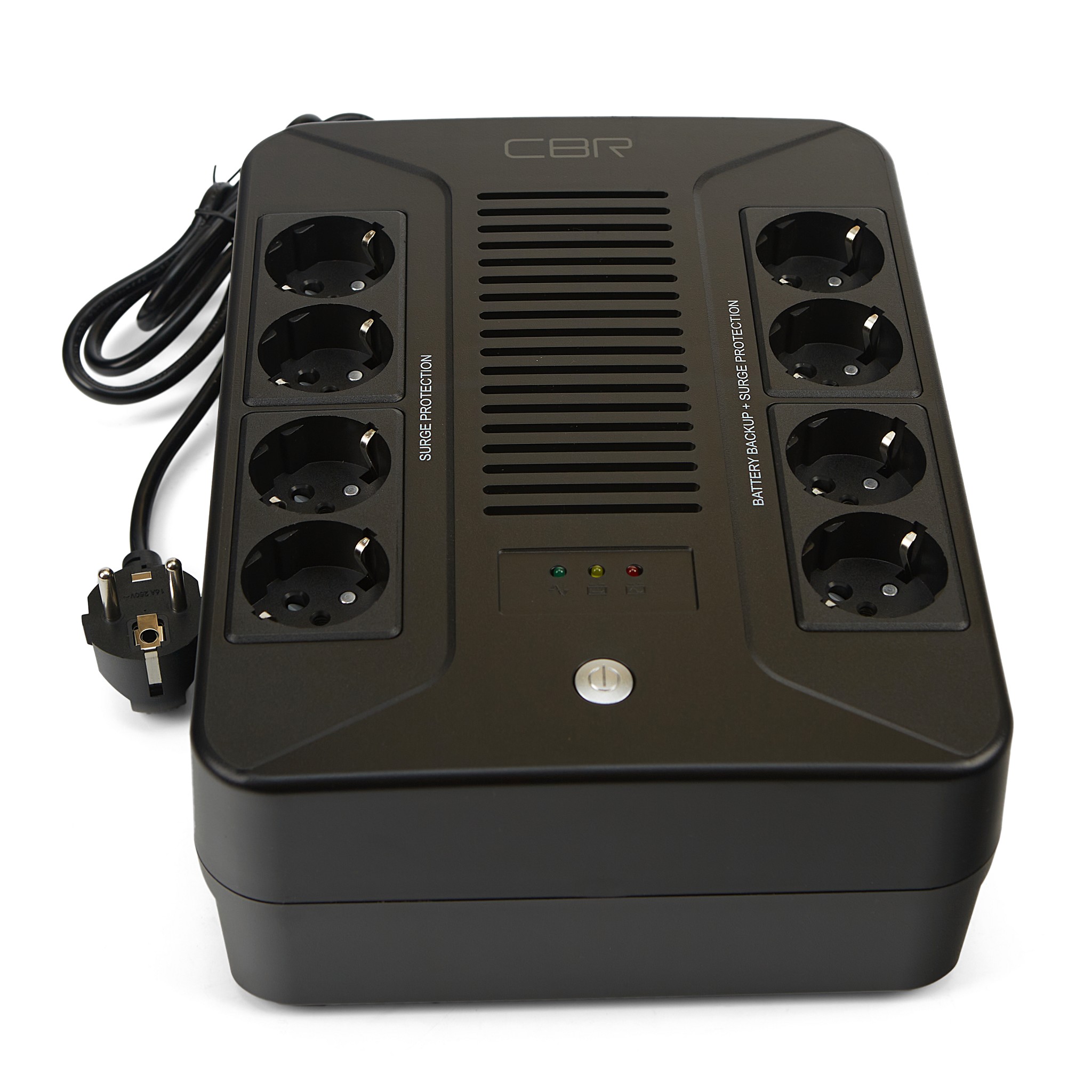 ИБП CBR [UPS-OFB-101E-650] 650VA/390W, Schuko CEE 7 Outlets: (x4 Battery & Surge Protected; x4 Surge Protected), LED, AVR, SEC, 12V/7Ah CBR Tech