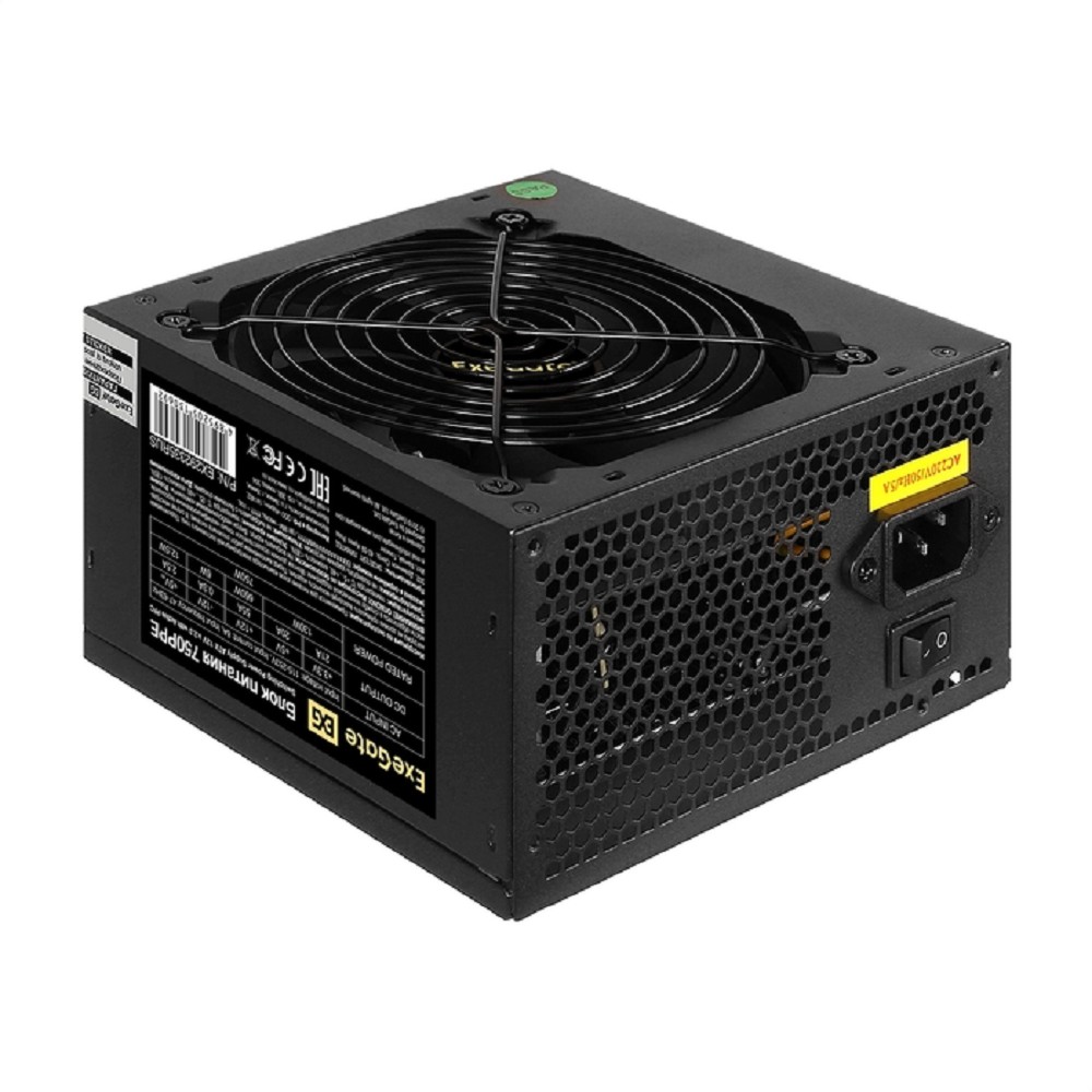Exegate EX292335RUS Блок питания 750W ExeGate 750PPE (ATX, APFC, КПД 80% (80 PLUS), 12cm fan, 20+4pin, 2x2x(4+4)pin, 4xPCI-E, 6xSATA, 3xIDE, black)