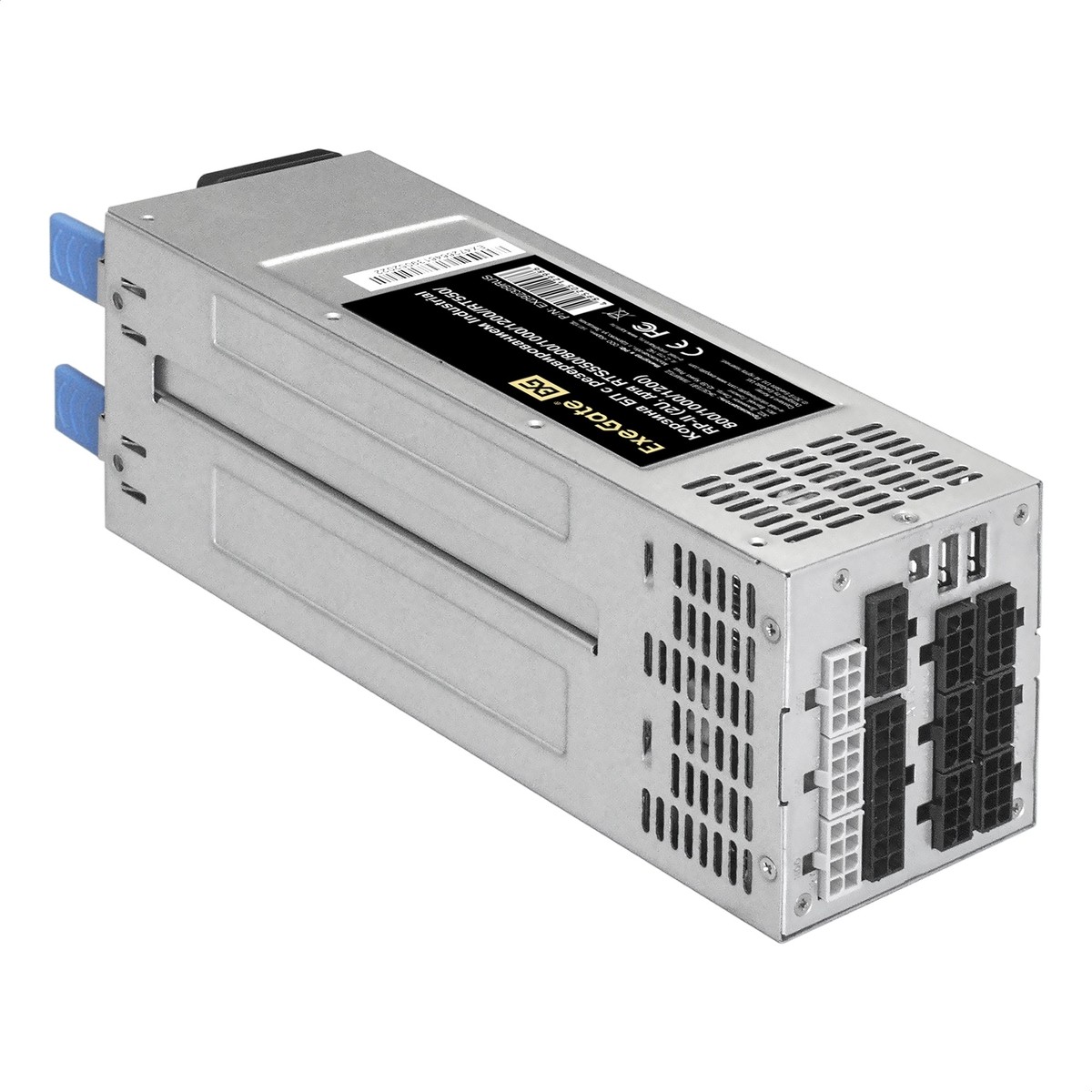 Exegate EX292324RUS Серверный БП с резервированием 2U Redundant 2x1200W ExeGate Industrial-RTS1200 (APFC, КПД 94% (80 PLUS Platinum), 4 cm fan, 24pin, 2x(4+4)pin, 2PCIe, 2SATA, 6IDE, Cable Management)