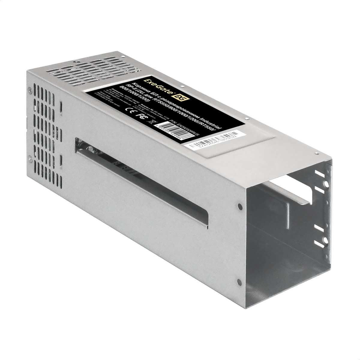 Exegate EX292324RUS Серверный БП с резервированием 2U Redundant 2x1200W ExeGate Industrial-RTS1200 (APFC, КПД 94% (80 PLUS Platinum), 4 cm fan, 24pin, 2x(4+4)pin, 2PCIe, 2SATA, 6IDE, Cable Management)