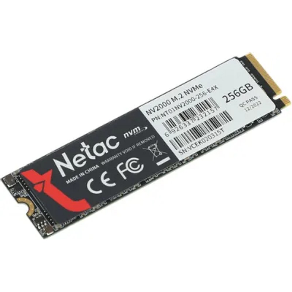 Netac SSD NV2000 256GB PCIe 3 x4 M.2 2280 NVMe 3D NAND, R/W up to 2500/1000MB/s, IOPS(R4K) 130K/220K, TBW 150TB, 5y wty арт. NT01NV2000-256-E4X