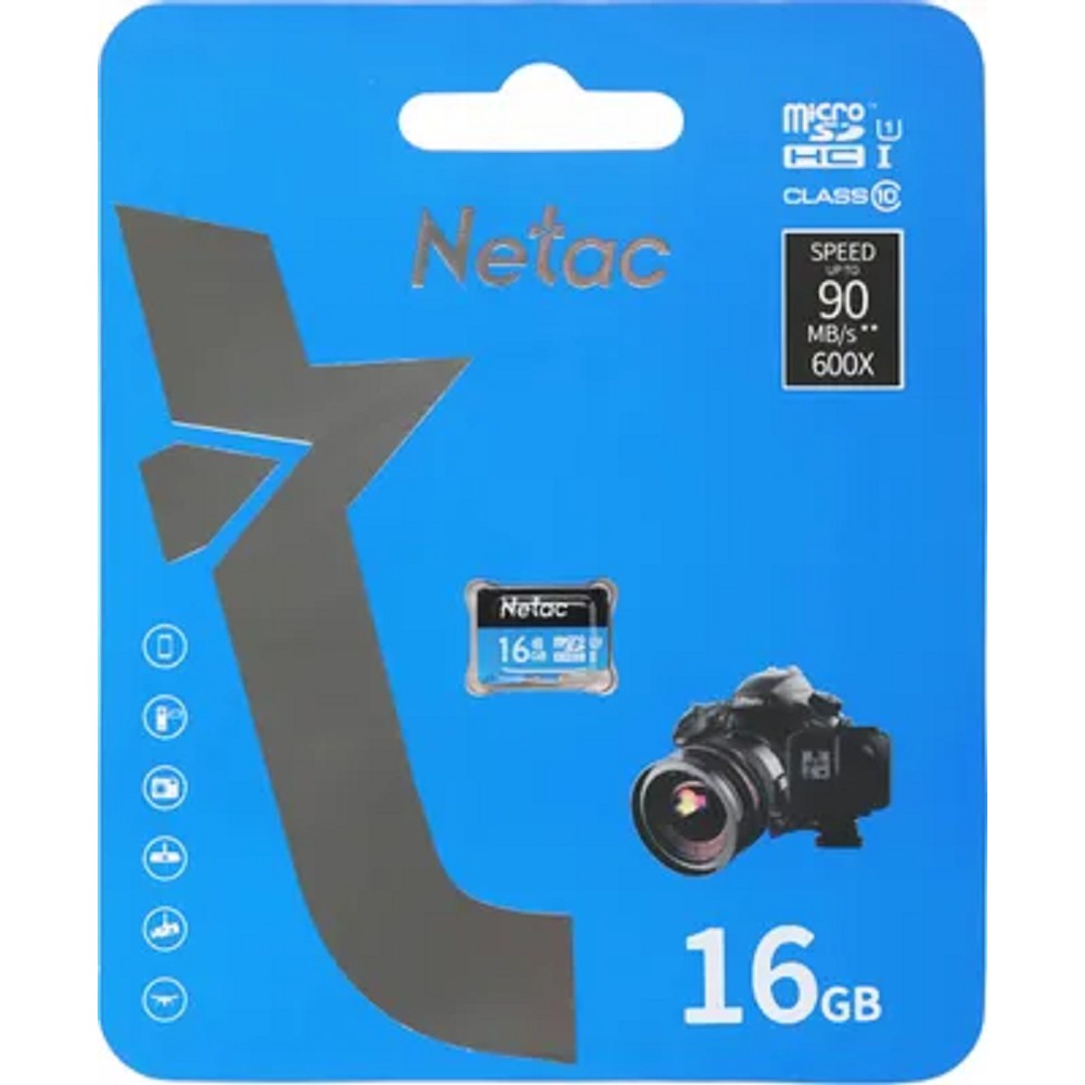 Netac P500 Standard 16GB MicroSDHC U1/C10 up to 90MB/s, retail pack card only арт. NT02P500STN-016G-S