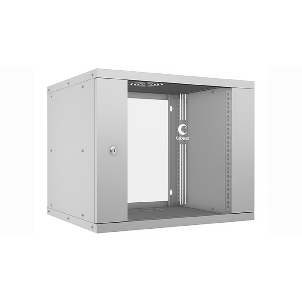 Cabeus WSC-05D-9U55/45 Шкаф телекоммуникационный настенный 19" 9U, серия LIGHT разборный, дверь стекло, цвет серый
