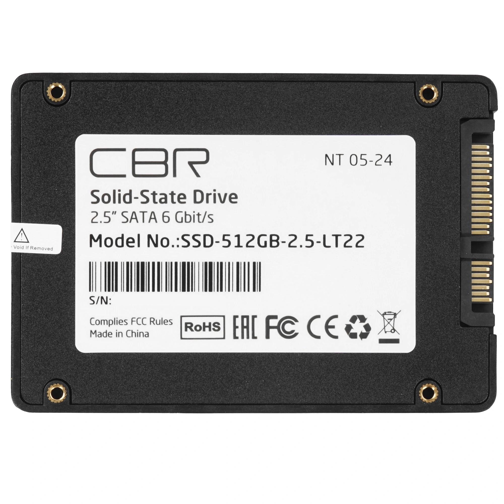 CBR SSD-512GB-2.5-LT22, Внутренний SSD-накопитель, серия "Lite", 512 GB, 2.5", SATA III 6 Gbit/s, SM2259XT, 3D TLC NAND, R/W speed up to 550/520 MB/s, TBW (TB) 256