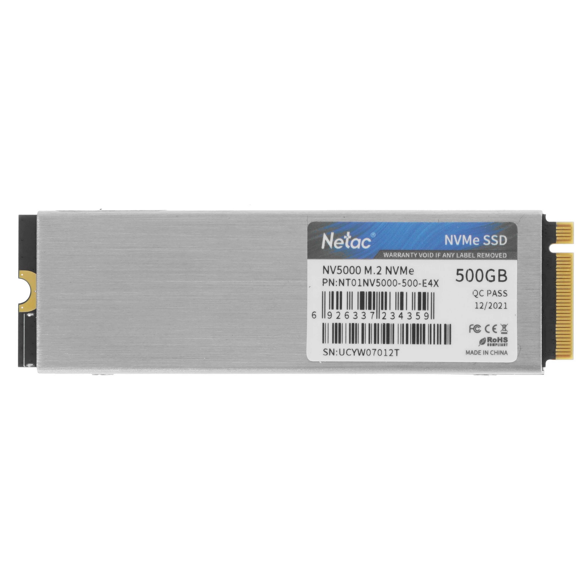 Накопитель SSD Netac PCI-E 4.0 x4 500Gb NT01NV5000-500-E4X NV5000 M.2 2280