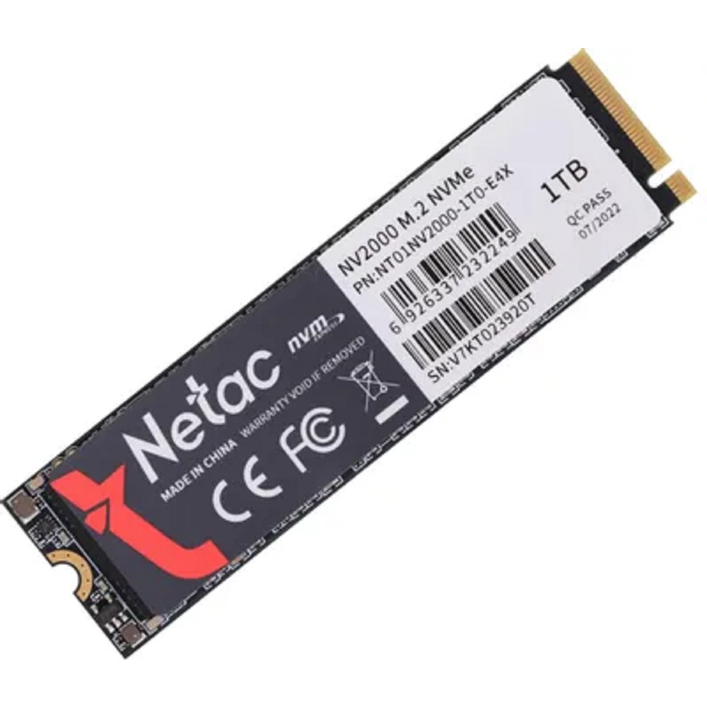 Netac SSD NV2000 1TB PCIe 3 x4 M.2 2280 NVMe 3D NAND, R/W up to 2500/2100MB/s, IOPS(R4K) 150K/280K, TBW 600TB, 5y wty арт. NT01NV2000-1T0-E4X