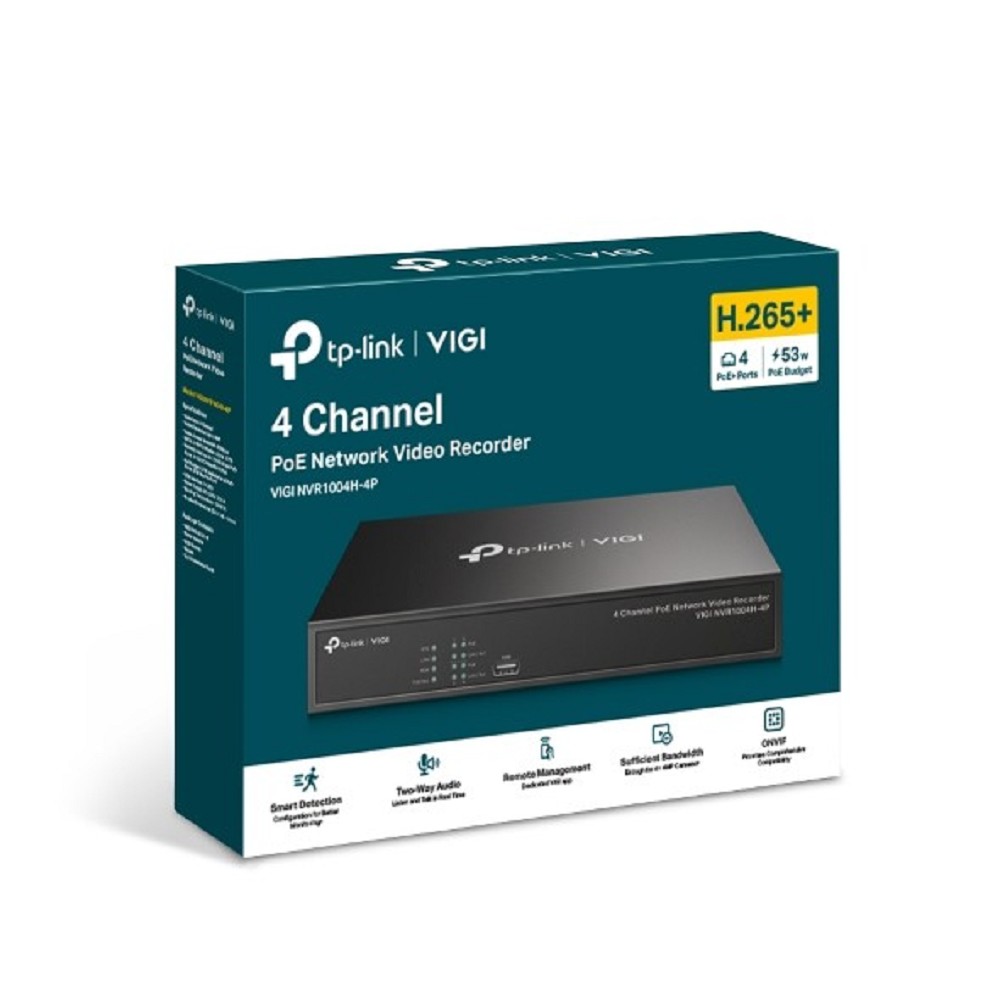 TP-Link VIGI NVR1004H-4P 4-канальный сетевой видеорегистратор с поддержкой PoE+ TP-Link SMB