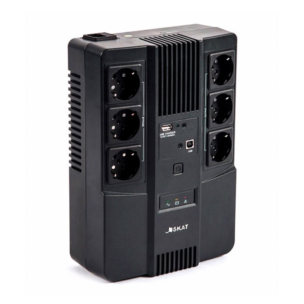 ИБП Бастион SKAT-UPS 800-AI-IN-1x9 {Line-interactive, 800/480Вт, USB/RJ-45, АКБ 1х 9Ач, сверху ЕВРО 3+3, реестр МПТ} (452) арт. 452 SKAT-UPS 800-AI-IN-1x9