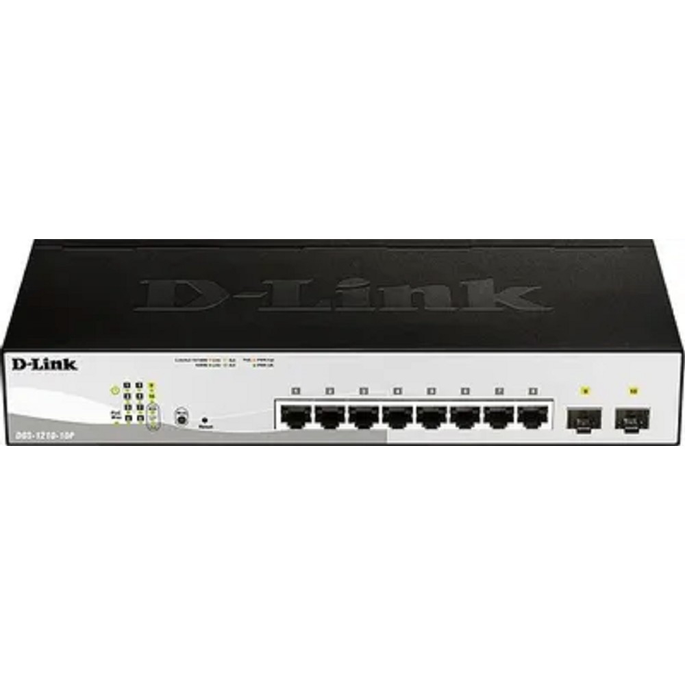 D-Link DGS-1210-10P/F3A Управляемый L2 коммутатор с 8 портами 10/100/1000Base-T и 2 портами 1000Base-X SFP (8 портов PoE 802.3af/at, PoE-бюджет 65 Вт) D-Link SMB