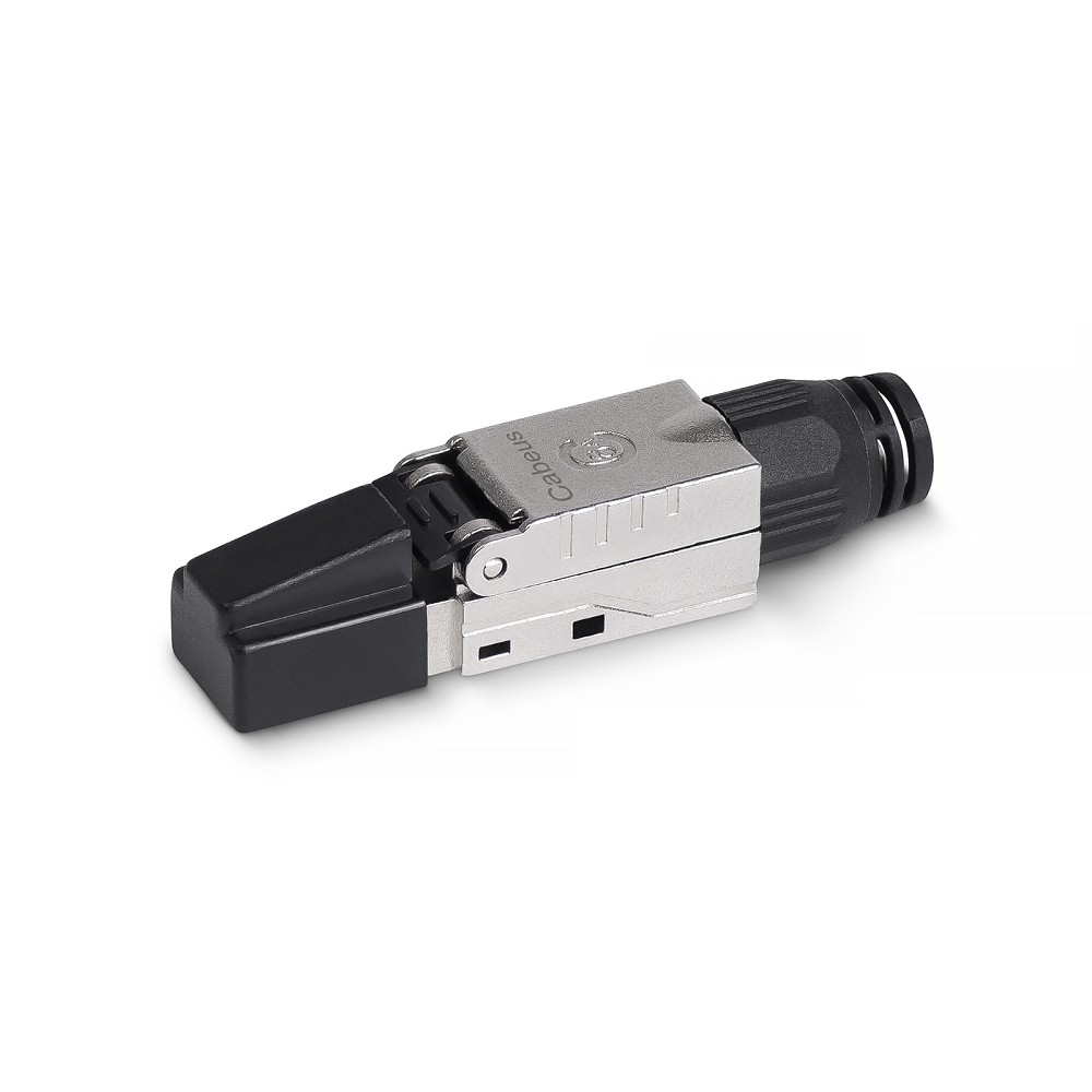 Cabeus 8P8C-SH-C6+ -TWP Коннектор с фиксатором кабеля и колпачком RJ-45(8P8C) под витую пару, кат. до 6a, экранированный, для одножильного кабеля 1.35-1.5 мм(с оболочкой), со вставкой