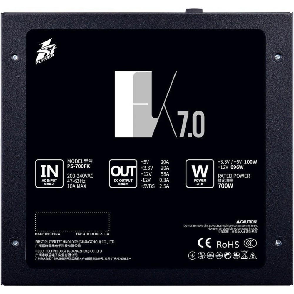 1STPLAYER FK 750W / ATX 2.4, APFC, 120mm fan / PS-750FK