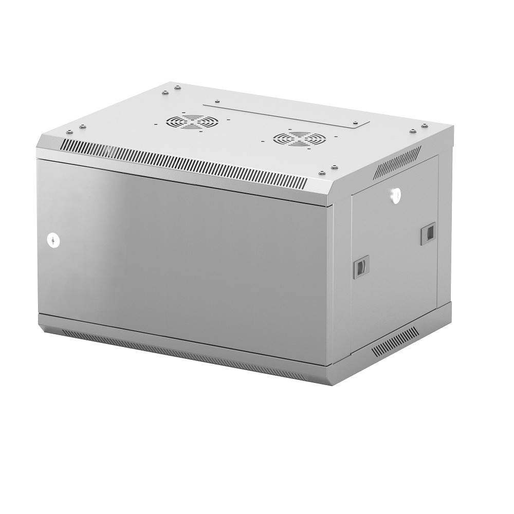NEOMAX Шкаф телекоммуникационный настенный 6U (600х350), металлическая дверь, замок-ключ (3 шт), разборный, цвет серый (1 коробка) [NCB-WM6U-6035MK3-100-GY]