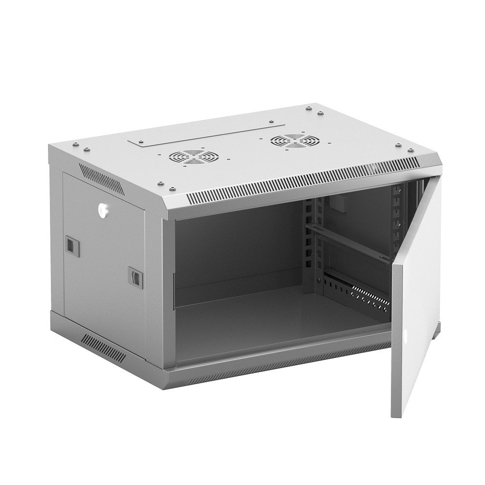 NEOMAX Шкаф телекоммуникационный настенный 6U (600х350), металлическая дверь, замок-ключ (3 шт), разборный, цвет серый (1 коробка) [NCB-WM6U-6035MK3-100-GY]