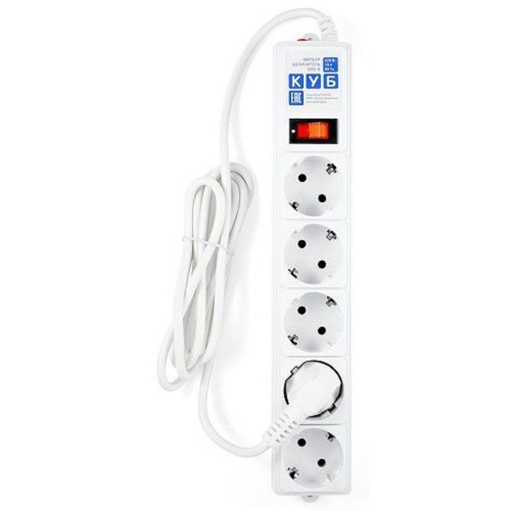 PowerCube Фильтр-удлинитель 0.5м, 5 розеток 10А (SPG-B-0,5M-WHITE), белый {13560} арт. SPG-B-0,5М-WHITE