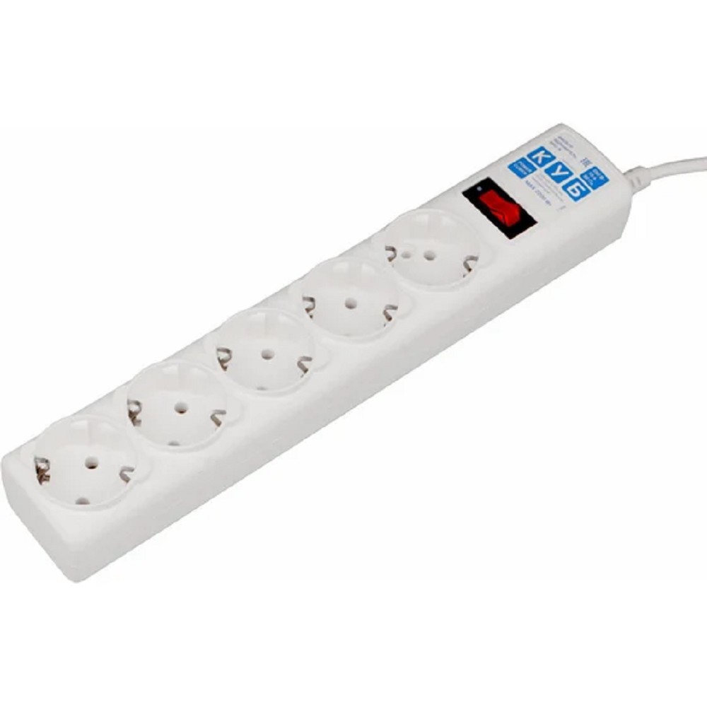 PowerCube Фильтр-удлинитель 0.5м, 5 розеток 10А (SPG-B-0,5M-WHITE), белый {13560} арт. SPG-B-0,5М-WHITE