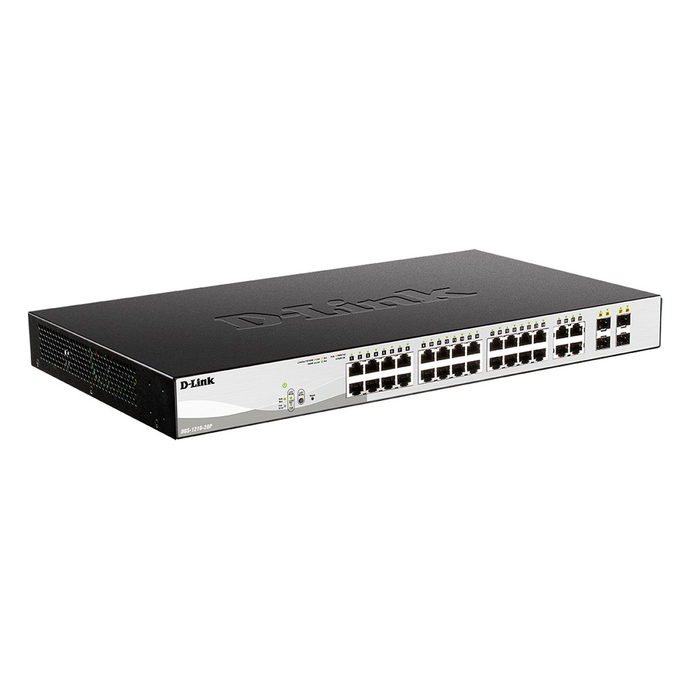 D-Link DGS-1210-28P/F5A Управляемый L2 коммутатор с 24 портами 10/100/1000Base-T и 4 комбо-портами 100/1000Base-T/SFP (24 порта PoE 802.3af/at, PoE-бюджет 193 Вт) D-Link SMB