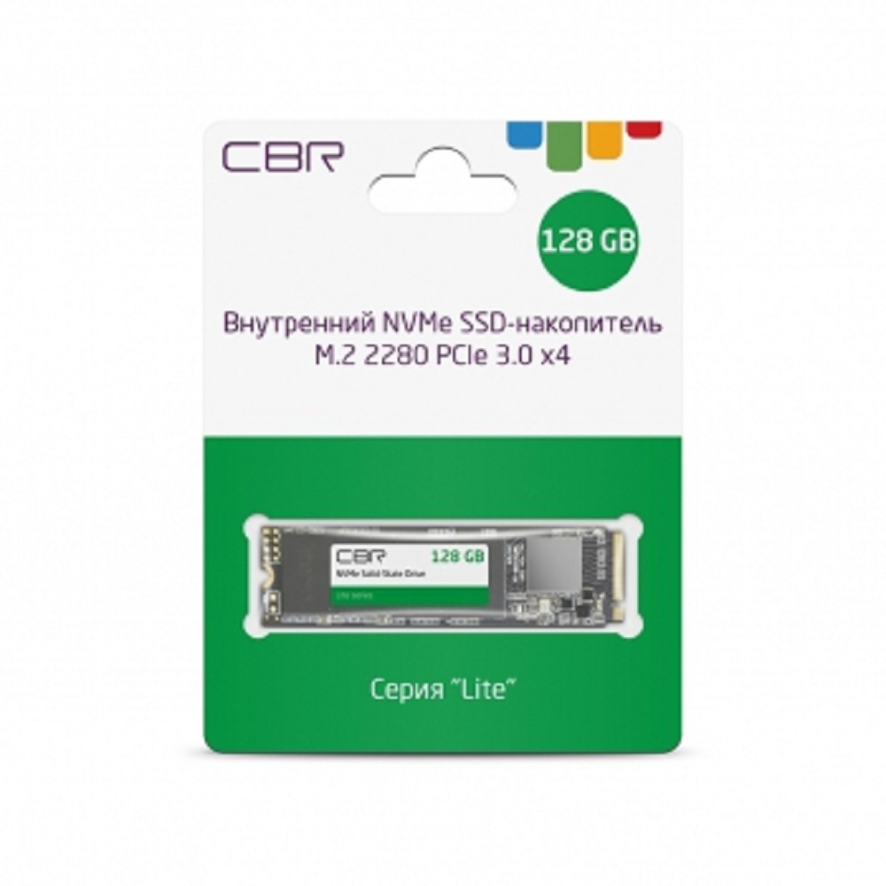 CBR SSD-128GB-M.2-LT22, Внутренний SSD-накопитель, серия "Lite", 128 GB, M.2 2280, PCIe 3.0 x4, NVMe 1.3, SM2263XT, 3D TLC NAND, R/W speed up to 1800/550 MB/s, TBW (TB) 64