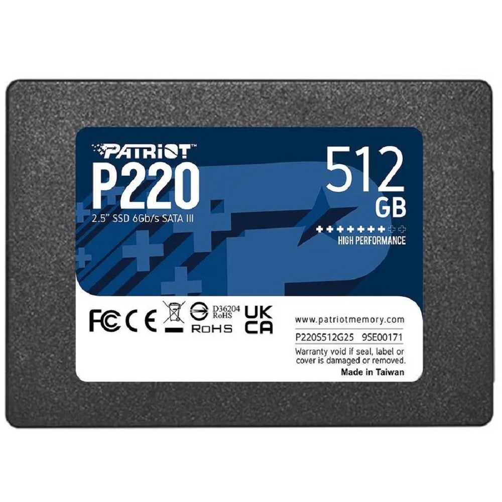 Patriot SSD P220 512GB SATA3 2.5" R550/W500 TBW 960TB 3D NAND арт. P220S512G25