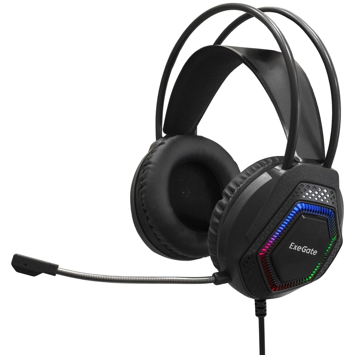ExeGate Cosmos HS-704GL (объемный звук 7.1, длина кабеля 2.5м, динамик 50мм, 20-20000Гц, RGB подсветка, USB интерфейс, регулировка громкости, Color Box) арт. EX289747RUS