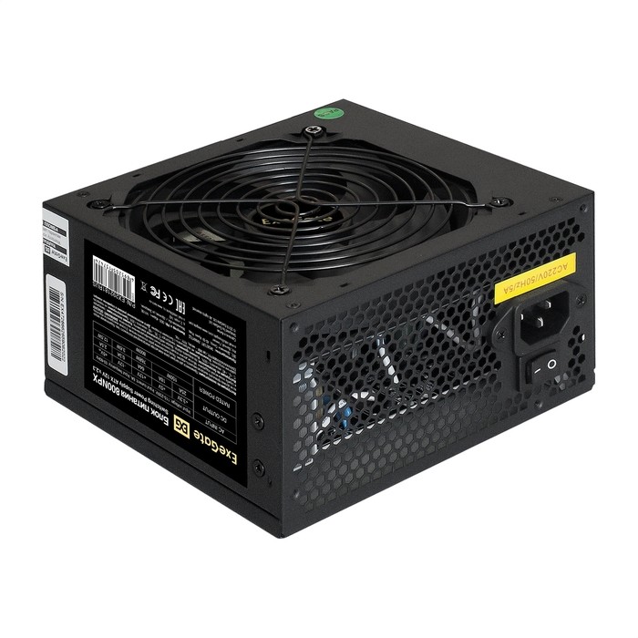 Exegate EX292181RUS Блок питания 800W ExeGate 800NPX (ATX, 12cm fan, 24pin, 2x(4+4)pin, PCI-E, 3xSATA, 2xIDE, black)