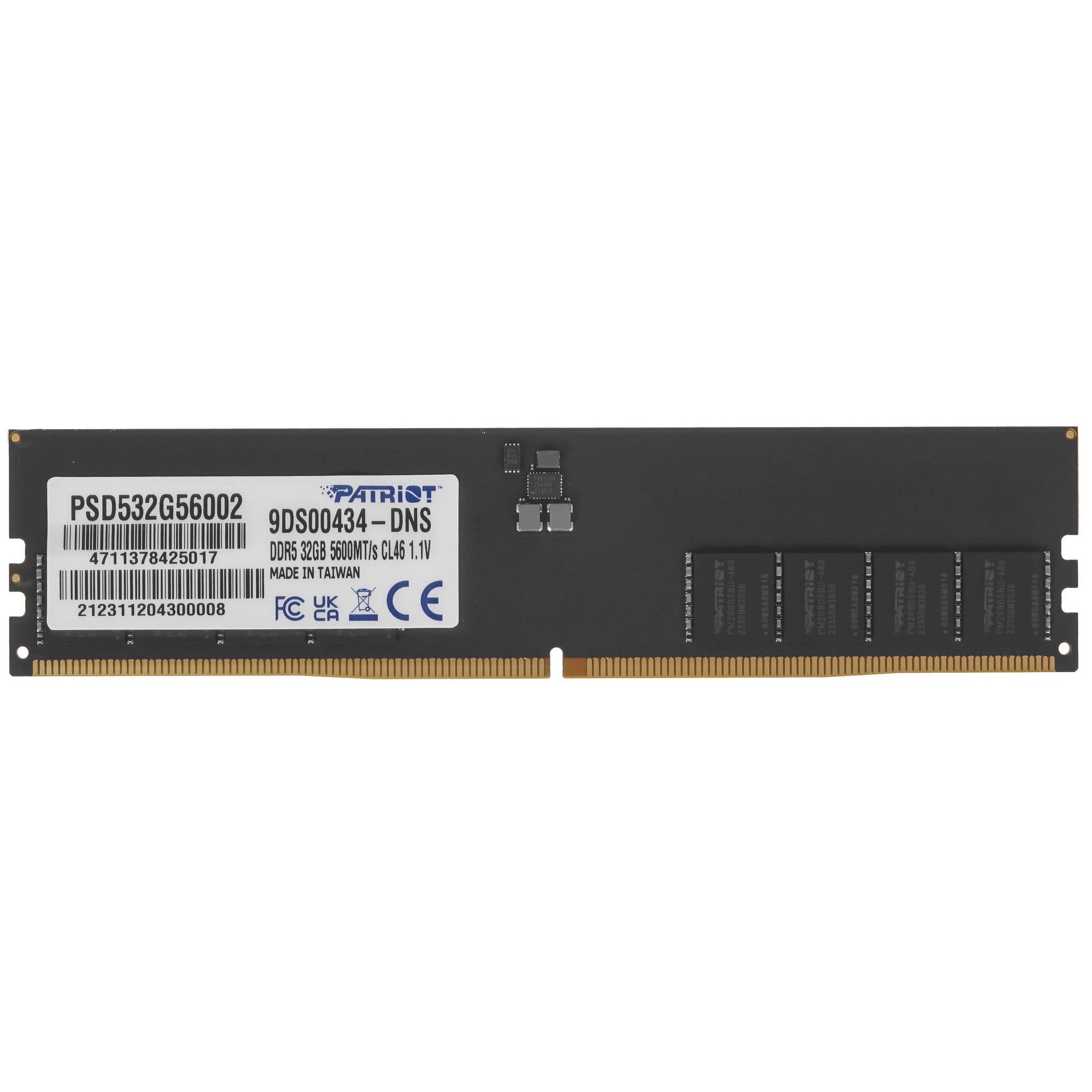 Patriot SL DDR5 DIMM 32GB 5600MHz CL46 1*32GB 46-46-46-90 1.1V арт. PSD532G56002