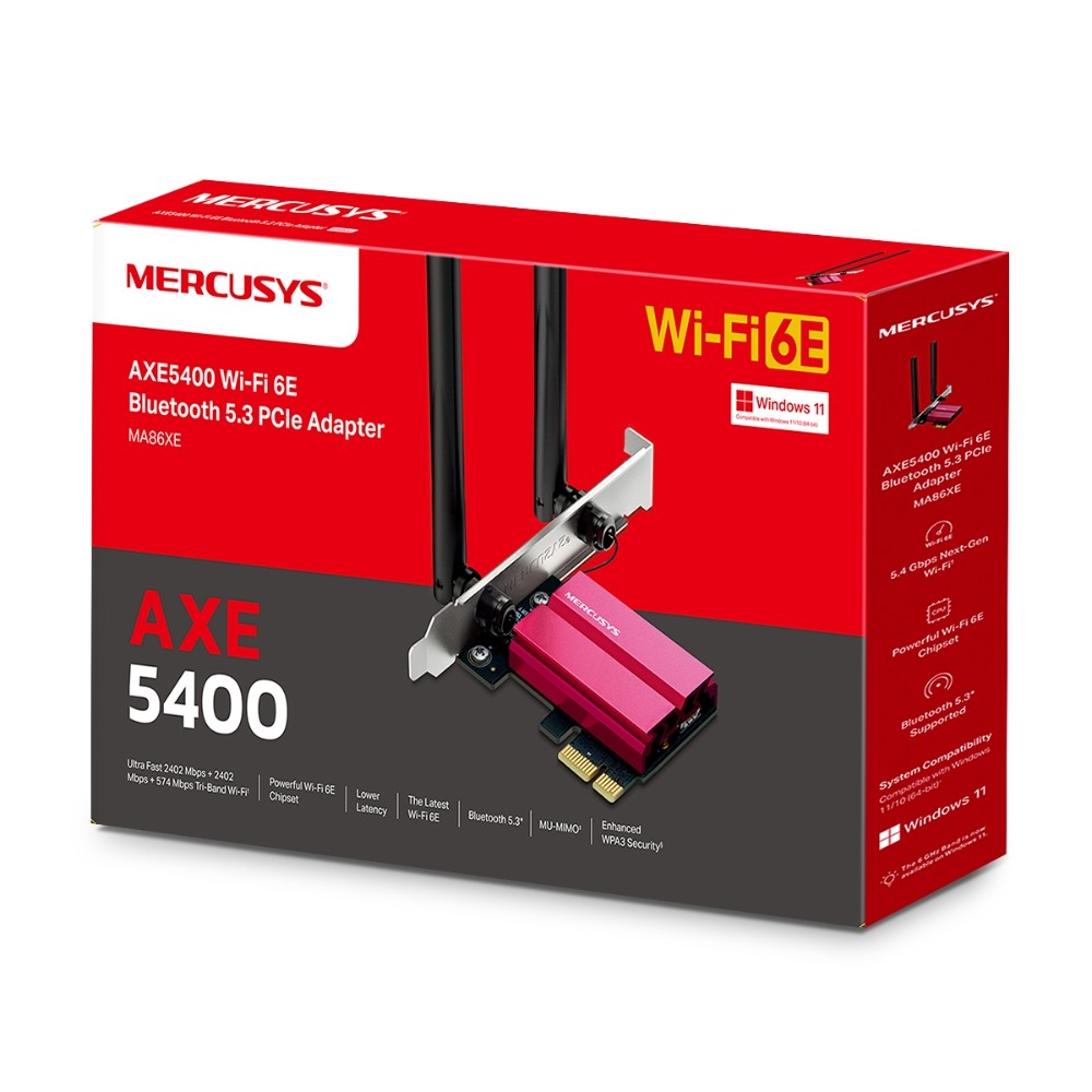 Mercusys MA86XE Адаптер PCI Express с поддержкой Wi-Fi AXE5400 и Bluetooth 5.2