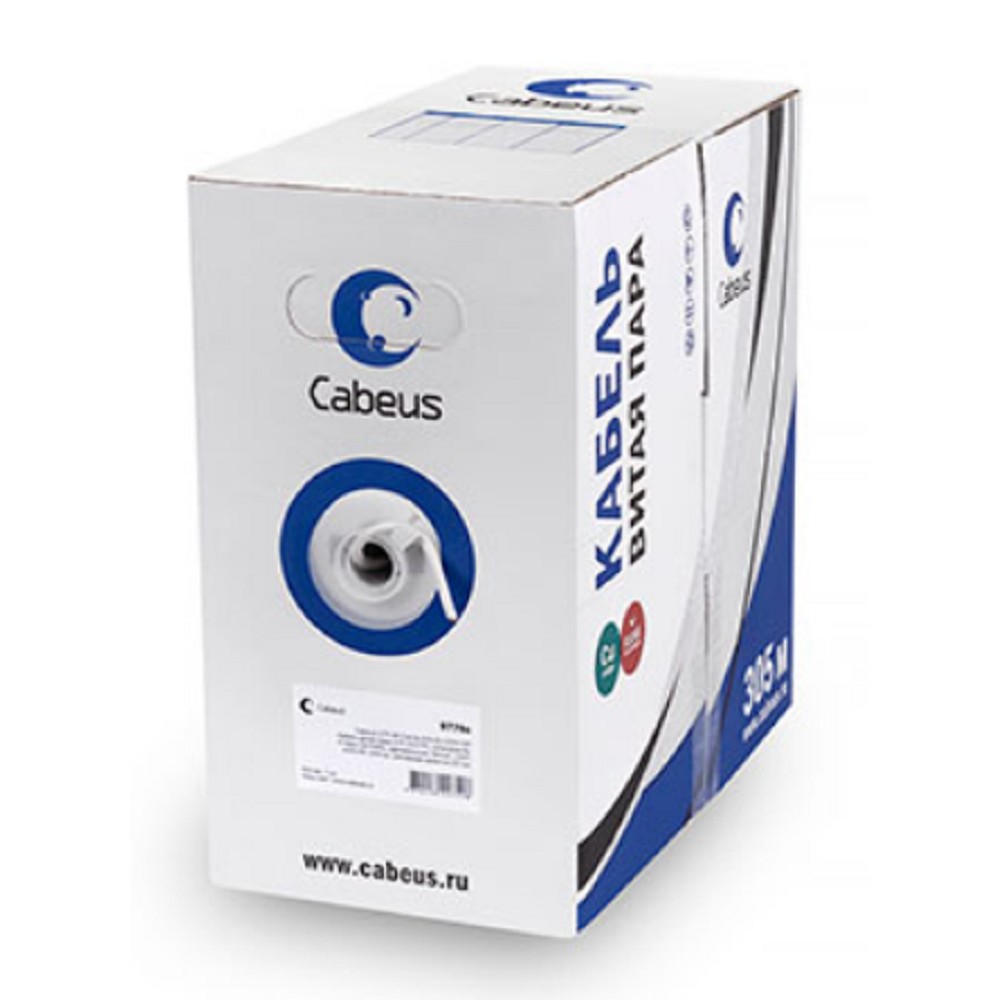 Кабель информационный Cabeus UTP-4P-Cat.5e-SOLID-LSZH-GY кат.5E U/UTP 4 пары LSZH внутренний 305м серый