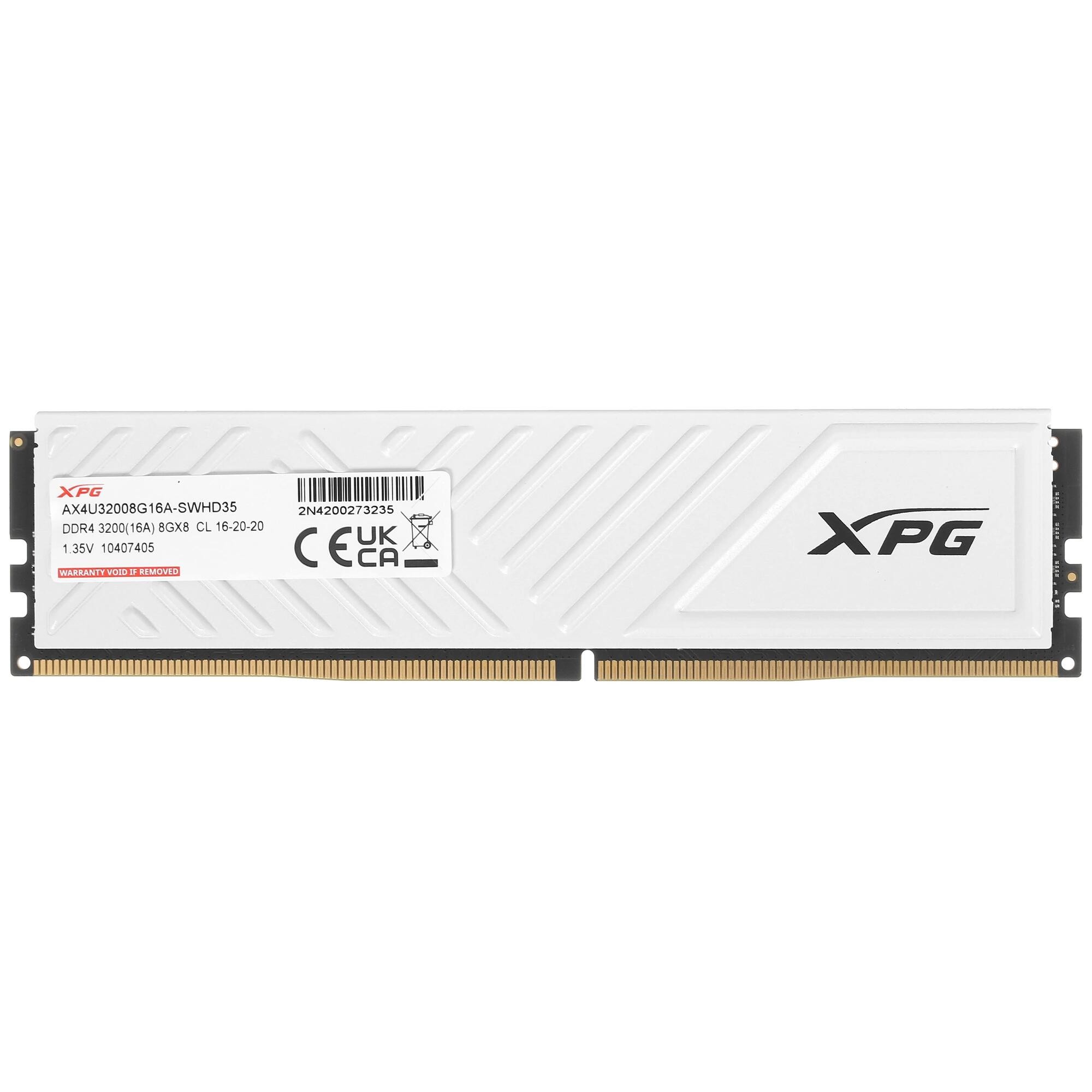ADATA GAMMIX D35 DDR4 DIMM 8GB 3200MHz 1*8GB 16-20-20 WHITE SINGLE TRAY арт. AX4U32008G16A-SWHD35