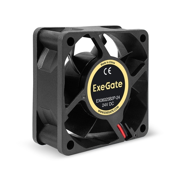 Exegate EX295205RUS Вентилятор 24В DC ExeGate EX06025B2P-24 (60x60x25 мм, 2-Ball (двойной шарикоподшипник), 2pin, 5100RPM, 34dBA)