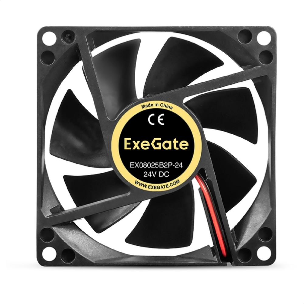 Exegate EX295207RUS Вентилятор 24B DC ExeGate EX08025B2P-24 (80x80x25 мм, 2-Ball (двойной шарикоподшипник), 2pin, 2850RPM, 28.5dBA)
