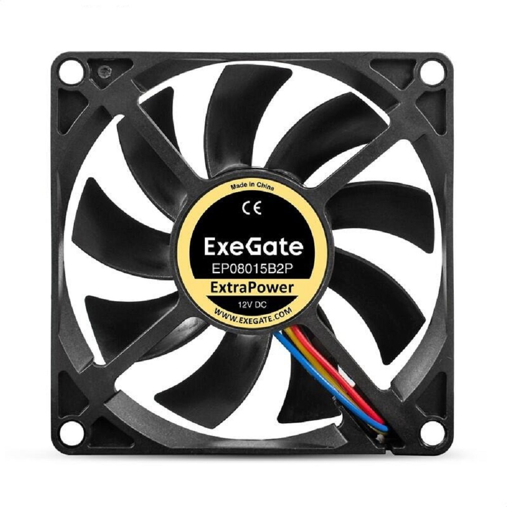 Exegate EX295237RUS Вентилятор 12В DC ExeGate ExtraPower EP08015B2P (80x80x15 мм, 2-Ball (двойной шарикоподшипник), 2pin, 2600RPM, 26dBA)