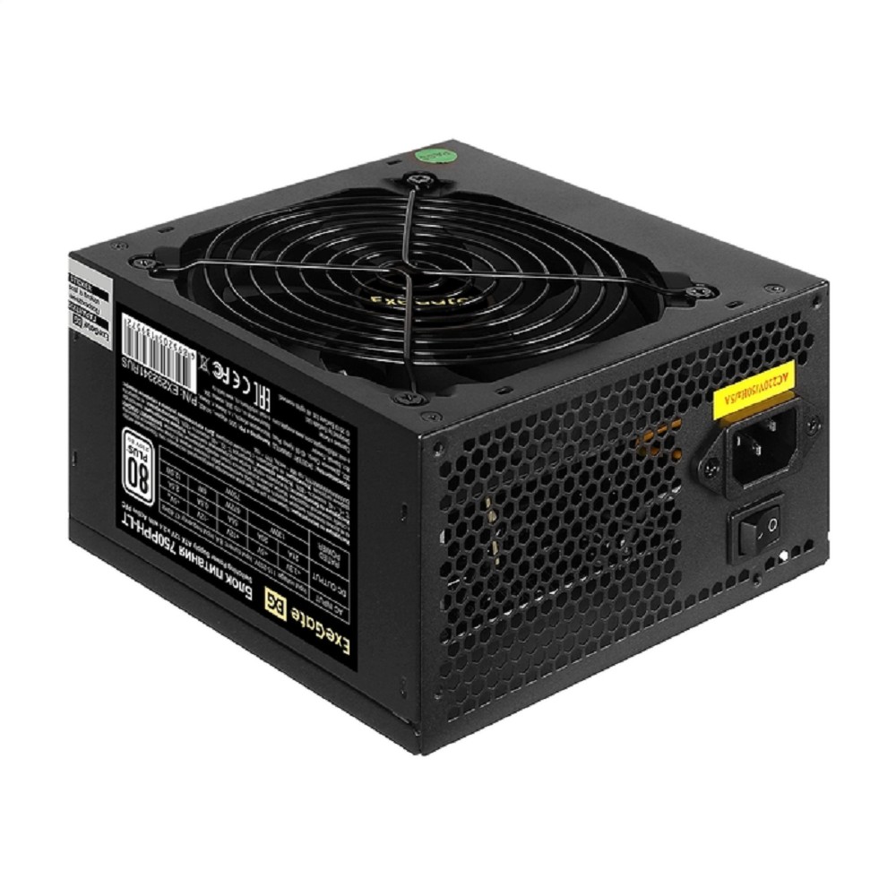 Exegate EX292341RUS-OEM Блок питания 750W ExeGate 80 PLUS® 750PPH-LT-OEM (ATX, APFC, КПД 82% (80 PLUS), 12cm fan, 24pin, 2x(4+4)pin, 4xPCI-E, 8xSATA, 4xIDE, black, RTL)
