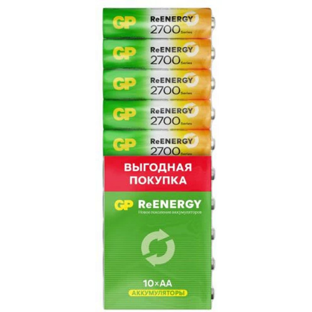 Gp ReEnergy 270AAHC AA, емкость 2700 мАч (270AAHCRGY-CRB10) (10шт в уп-ке) арт. 4610116212875