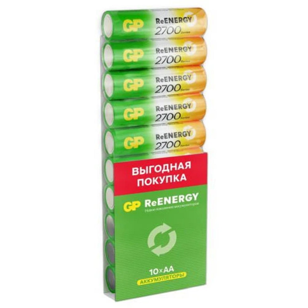 Gp ReEnergy 270AAHC AA, емкость 2700 мАч (270AAHCRGY-CRB10) (10шт в уп-ке) арт. 4610116212875
