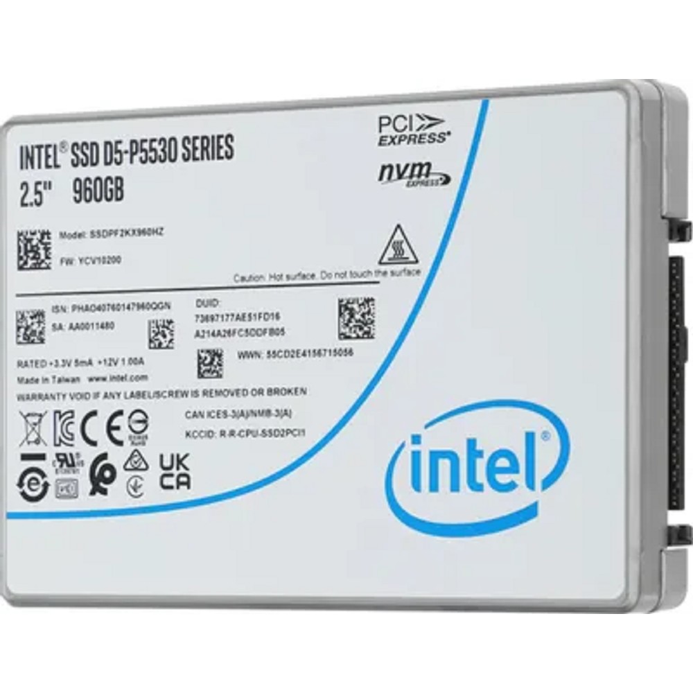 Intel SSD D5-P5530 Series, 960GB, U.2(2.5" 15mm), NVMe, PCIe 4.0 x4, TLC, SSDPF2KX960HZN1