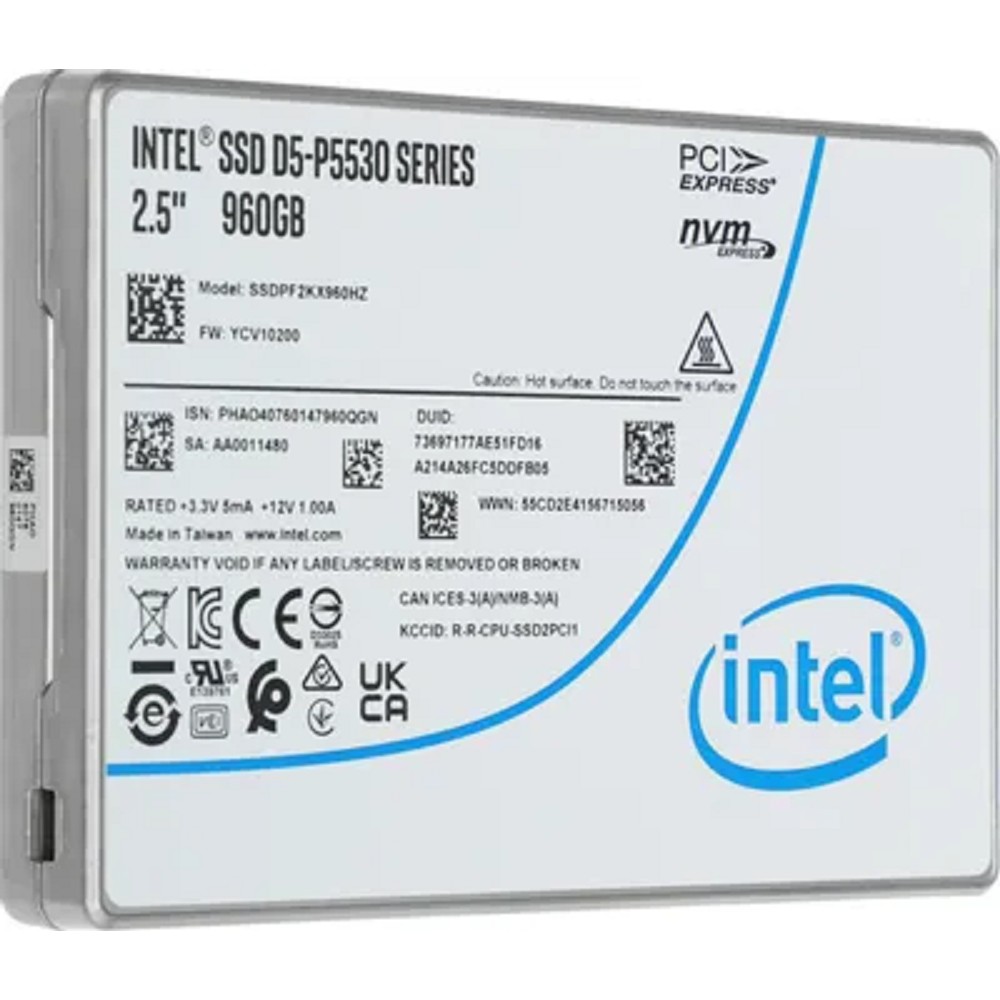 Intel SSD D5-P5530 Series, 960GB, U.2(2.5" 15mm), NVMe, PCIe 4.0 x4, TLC, SSDPF2KX960HZN1