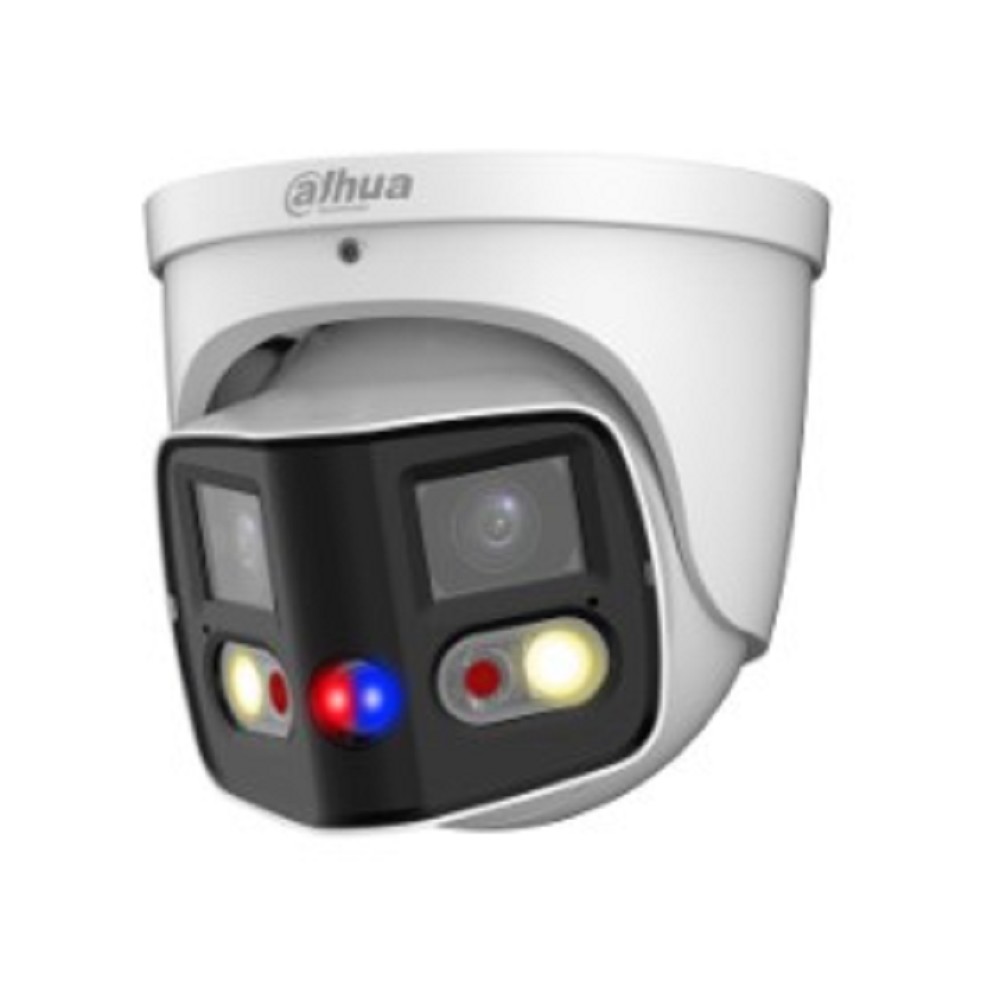 DAHUA DH-IPC-PDW3849P-A180-E2-AS-PV-0280B Уличная купольная IP-видеокамера DUO с ИИ и активным сдерживанием 2x 4Мп, 1/2.7” CMOS, моторизованный объектив 2.8мм, видеоаналитика, ИК 25м, LED 20м