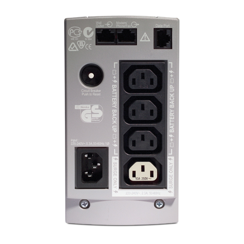 Источник бесперебойного питания для персональных компьютеров APC Back-UPS CS 500VA/300W, 230V, 4xC13 outlets (1 Surge & 3 batt.), Data/DSL protection, USB, PCh, user repl. batt., 1 year warranty