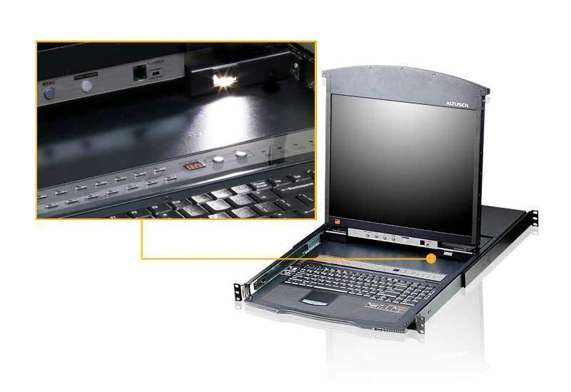 ATEN 8P CAT-5 HIGH DENSITY DUAL RAIL LCD KVM. арт. KL1508AM-AXA-RG