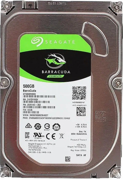 Seagate Barracuda HDD 3.5" SATA 500Gb, 7200 rpm, 32Mb buffer, ST500DM009, 1 year, (analog ST500DM002)