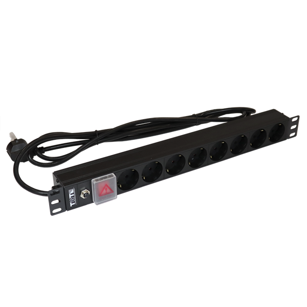 19 8 шт., 16A 250V, шнур питания 1.8 м LANMASTER арт. TWT-PDU19-16A8P-1.8