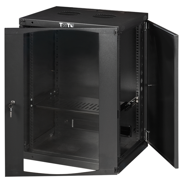 Шкаф настенный Next, 6U 550x450, стеклянная дверь, черный LANMASTER арт. TWT-CBWNG-6U-6X4-BK