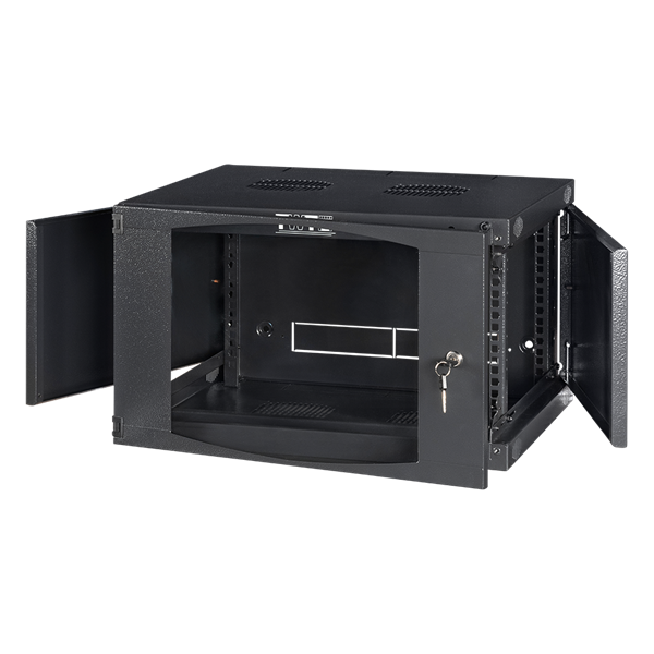 Шкаф настенный Next, 6U 550x450, стеклянная дверь, черный LANMASTER арт. TWT-CBWNG-6U-6X4-BK