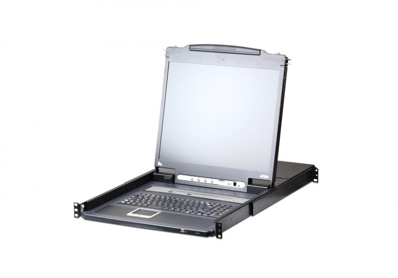 КВМ переключатель ATEN 17" 1-Local/Remote Share Access 16-Port PS/2-USB VGA Single Rail LCD KVM over IP switch