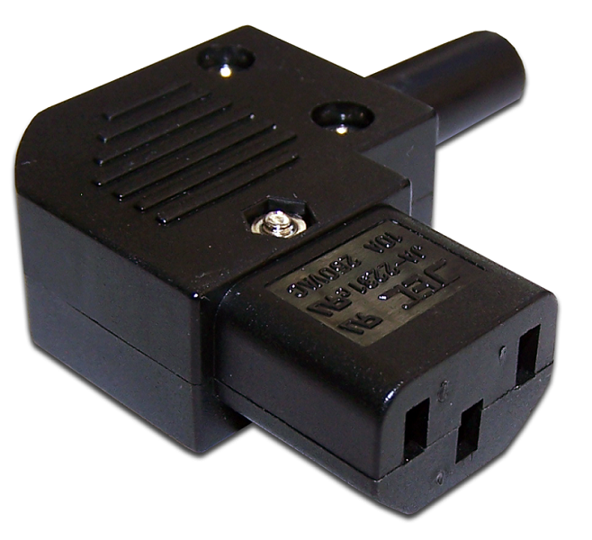 Вилка IEC 60320 C13, 10A, 250V, угловая, разборная, черная LANMASTER арт. LAN-IEC-320-C13/90