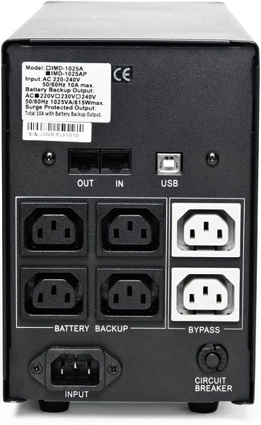Powercom Back-UPS IMPERIAL, Line-Interactive, 1025VA/615W, Tower, 6*IEC320-C13 (2 surge & 4 batt), LCD, USB (507310) арт. IMD-1025AP